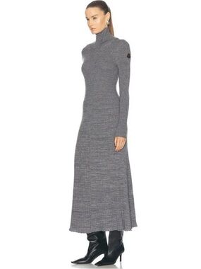 MONCLER Wool Turtleneck Sweater Dress XL in Grey